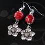 ORECCHINI perle rosse CHARMS stella di Natale fiore