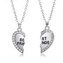 2pcs per la collana dell'amicizia del pendente inciso degli amici migliori del Rhinestone del cuore dell'insieme 