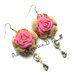 Orecchini Elegance - Rose rosa con pendenti a forma di goccia - handmade idea regalo