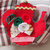 SPILLA in feltro:TEIERA(rose e foglie)passamaneria,nastro .(Rosso,verde,oro,bianco)Ricamata a mano.Accessorio,segnaposto,decorazione Natale