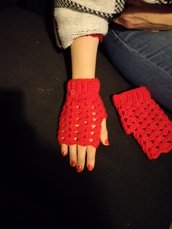 Guanti rossi senza dita all'uncinetto, guanti donna, guanti invernali, guanti fatti a mano, scaldamani fatti a mano, regalo di natale, regalo per lei