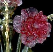 Fiore, in vetro soffiato di Murano, ricambio per lampadari Venini, Mazzega, Vistosi etc, con pezzi rotti o danneggiati, color rosa