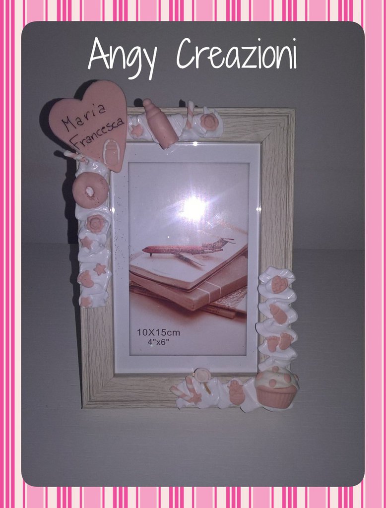 Cornice Nascita Per Primo Anno - 12 Mesi Con Decorazioni A Rilievo