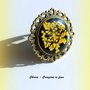 Anello in resina con fiore Queen Anne's lace giallo, handmade, vintage, etnico, boho, idee regalo per lei, regalo compleanno, Natale