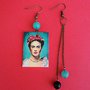 Orecchini di carta pendenti Frida Kahlo asimmetrici