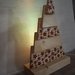 Lampada Albero di Natale - Legno e luci led multicolor - Stencil brillantini rossi/oro