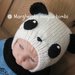 Berretto panda in pura lana merino superwash fatto a mano taglia 3 - 8 anni