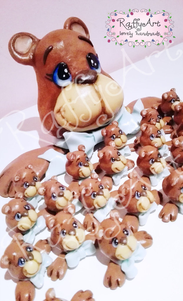 Decorazione Torta Orsacchiotto Blu - 38 Pezzi Per Baby Shower, Compleanni E Feste - Foto 5