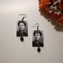 Frida kahlo orecchini di carta pendenti bianco e nero.