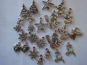 24 Ciondoli di Natale di 12 modelli diversi in Metallo color argento