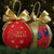 Pallina patchwork decorativa decorazione natalizia Natale ricamo nome personalizzato rosso e oro dorato idea regalo
