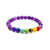 Bracciale elastico unisex con vera ametista naturale e vere pietre dure dai colori dei 7 chakra 8 mm cristalloterapia