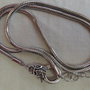 Collana base per perle a foro largo color silver, diametro 3 mm, lunghezza 52+3,5 cm.