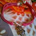 BRACCIALE FUCSIA IN ALCANTARA CON SIMBOLO INFINITO E GUFO IN ARGENTO-PORTAFORTUNA-NATALE 