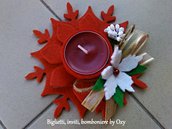 Porta candela / Natale / Oro / Rosso / ghiaccio/ idea regalo.