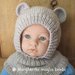 Berretto/cappello orsetto in pura lana merino fatto a mano - bambino 3 - 5 anni