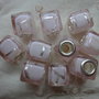 10 Perle Murano vetro rosa foro largo PD cubo 12 mm.