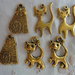 6 Gattini in Metallo color oro 3 modelli diversi