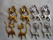 8 Gattini in Metallo 4 color oro e 4 argento di 4 modelli diversi