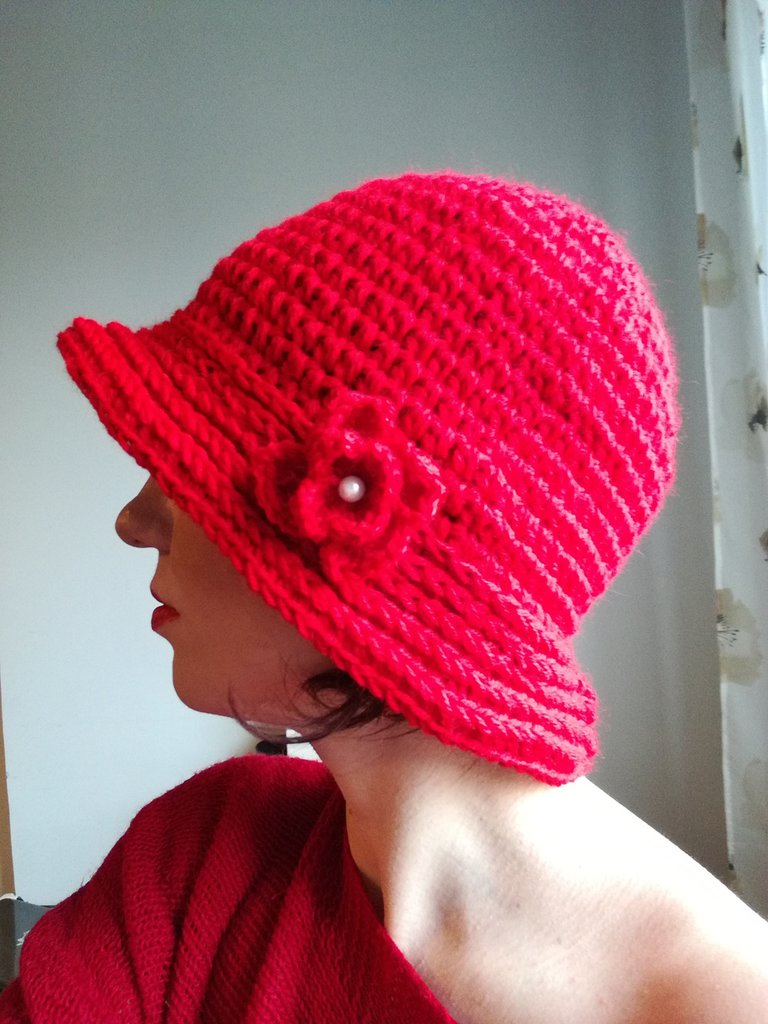 Cappello Da Pescatore In Maglia Fatto A Mano – Cloche In Cotone Pieghevole, Taglia Regolabile (Nero/Bianco)
