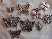 9 Farfalle in Metallo color argento di 9 modelli diversi