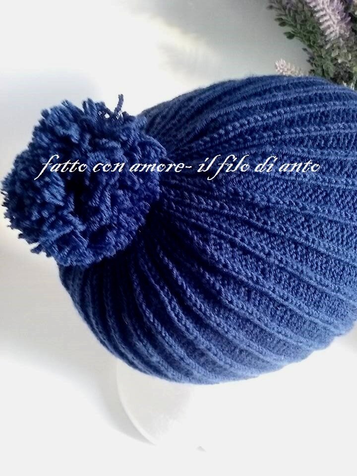 Cappello Pompon Per Bambino 0-12 Mesi, Lavorato A Maglia, Personalizzabile, Bianco/Rosa/Blu/Grigio