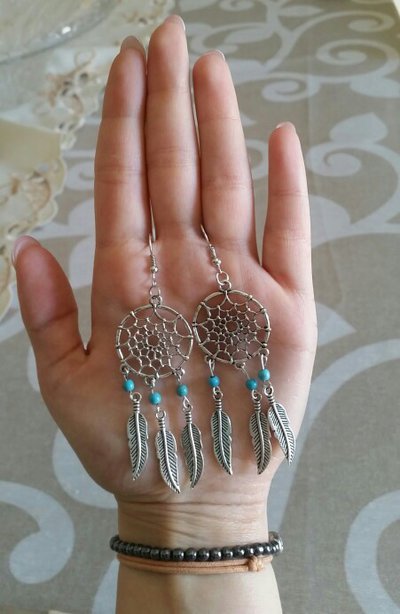 NewL Orecchini Pendenti Acchiappasogni In Argento Sterling 925 - Stile Bohémien - Gioielli Ipoallergenici Idea Regalo