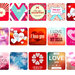 LOTTO 35 stickers adesivi in carta "Mix Love" (5x5x2cm circa)