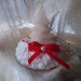 Grazioso regalo di natale - cestino di fettuccia bianca con decorazione di velluto rosso 