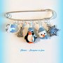 Spilla natalizia in fimo con pinguino, argilla polimerica, handmade, idee regalo natale, regalo teenager