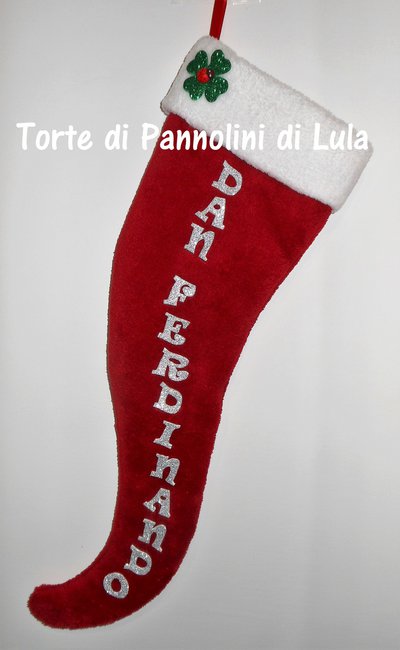 Calza Natale Epifania- Cornetto Portafortuna personalizzato con nome/dedica - idea regalo originale Calza Natale Epifania- Cornetto Portafortuna personalizzato con nome/dedica - idea regalo originale