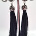 Orecchini Dangle Earring black and gold with strass buttom