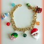 Bracciale in fimo natalizio, charms di natale, argilla polimerica, elegante handmade con motivi natalizi, regalo natale, per lei