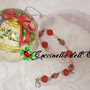 PALLA DI NATALE A SFERA DECOUPAGE CONFEZIONE REGALO BRACCIALETTO PERLE ROSSE