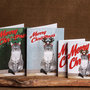 4 BIGLIETTI DI NATALE - gatto con corna da renna - biglietti stampati - Natale - auguri