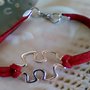 BRACCIALE IN ALCANTARA ROSSO CON PUZZLE IN  ARGENTO - DONNA UOMO - 