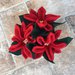 Vaso di terracotta con tre stelle di Natale in lana cotta rossa