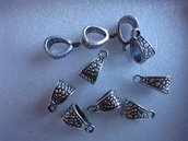  10 Connettori per bracciali o collane con anello per ciondolo metallo color argento 14x7mm.
