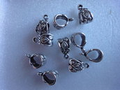  10 Connettori per bracciali o collane con anello per ciondolo metallo color argento 14x8mm.