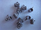  10 Connettori per bracciali o collane con anello per ciondolo metallo color argento 11x9mm.