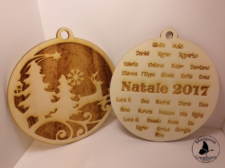 Palle di Natale in legno - Feste - Natale - di Mariposa Creations H