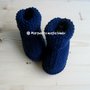 Stivaletti/scarpine blu scuro - neonato/bambino - pura lana merino - fatto a mano  