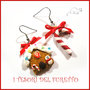 Orecchini Natale " Casetta bastoncino zucchero Gingerbread pandizenzero   " dolcetti fimo cernit premo kawaii idea regalo bambina donna clip  ragazza 