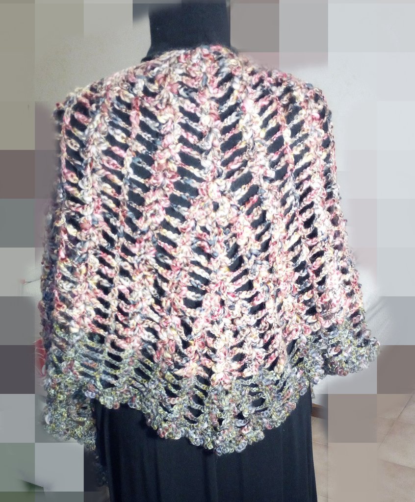SMDPPWDBB Poncho fatto a mano all'uncinetto con frange mantello scialli avvolge nonna quadrato donna cappotto maglione, Beige, taglia unica