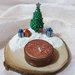 Portacandela su base in legno con Albero di Natale con stella argento