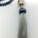 Long necklace blue tassel grey