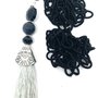 Long necklace black tassel grey