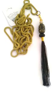 Long necklace mustard-colored tassel brown