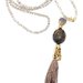 Long necklace swarosky natural tassel lilias-grey powder