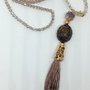 Long necklace swarosky natural tassel lilias-grey powder